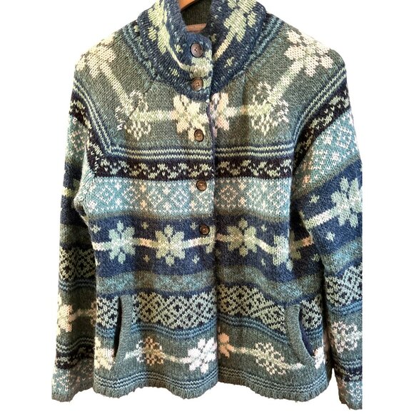Vintage Royal Robbins Alpaca Blend Winter Nordic Button-Up Cardigan Medium - Picture 2 of 7